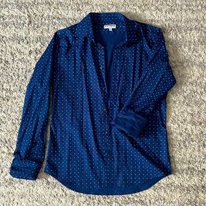 Express Extra Slim Navy Dotted Dress Shirt